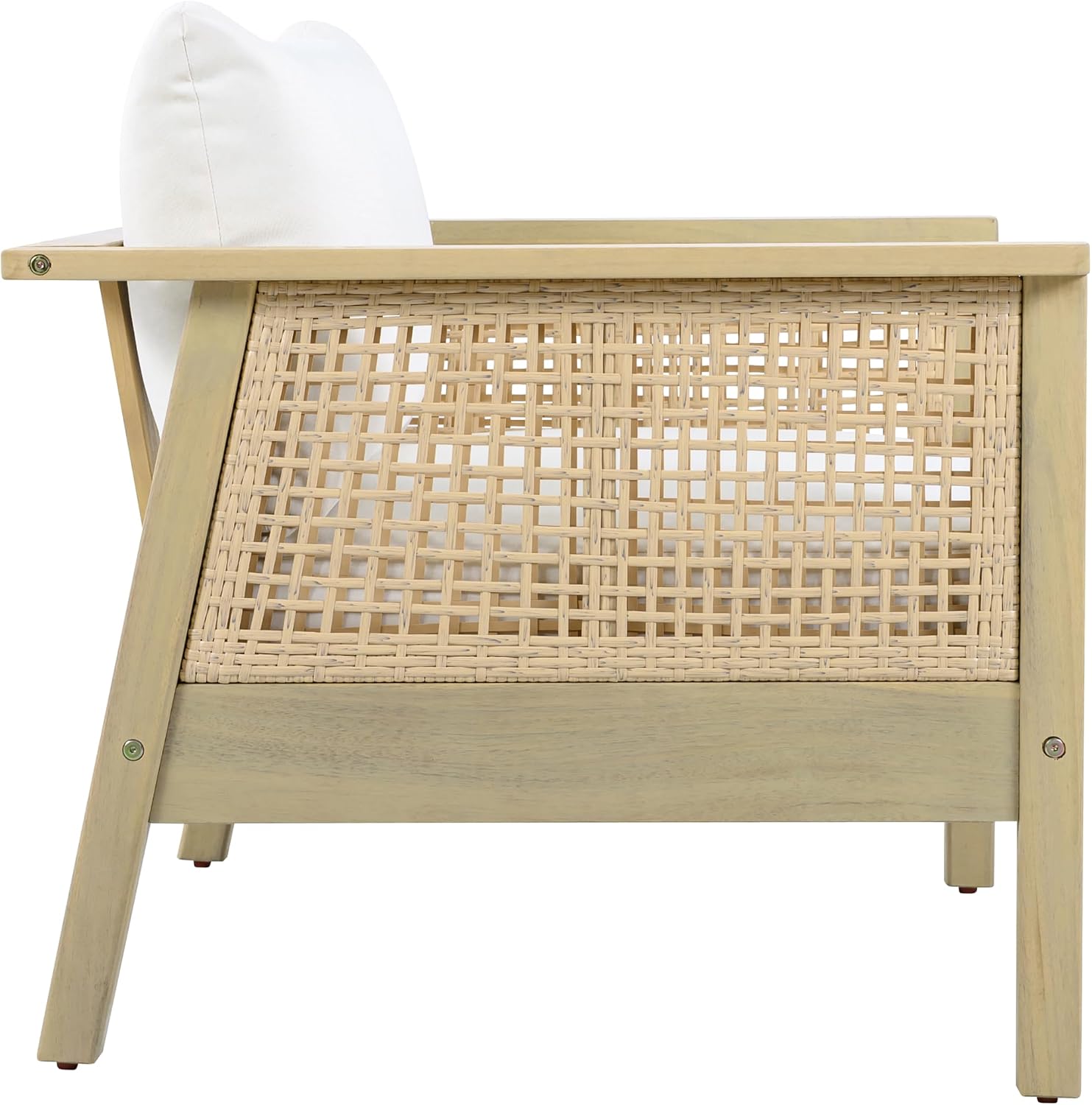 Light Teak Finish Single Patio Club Chair Waterproof Removable Cushion