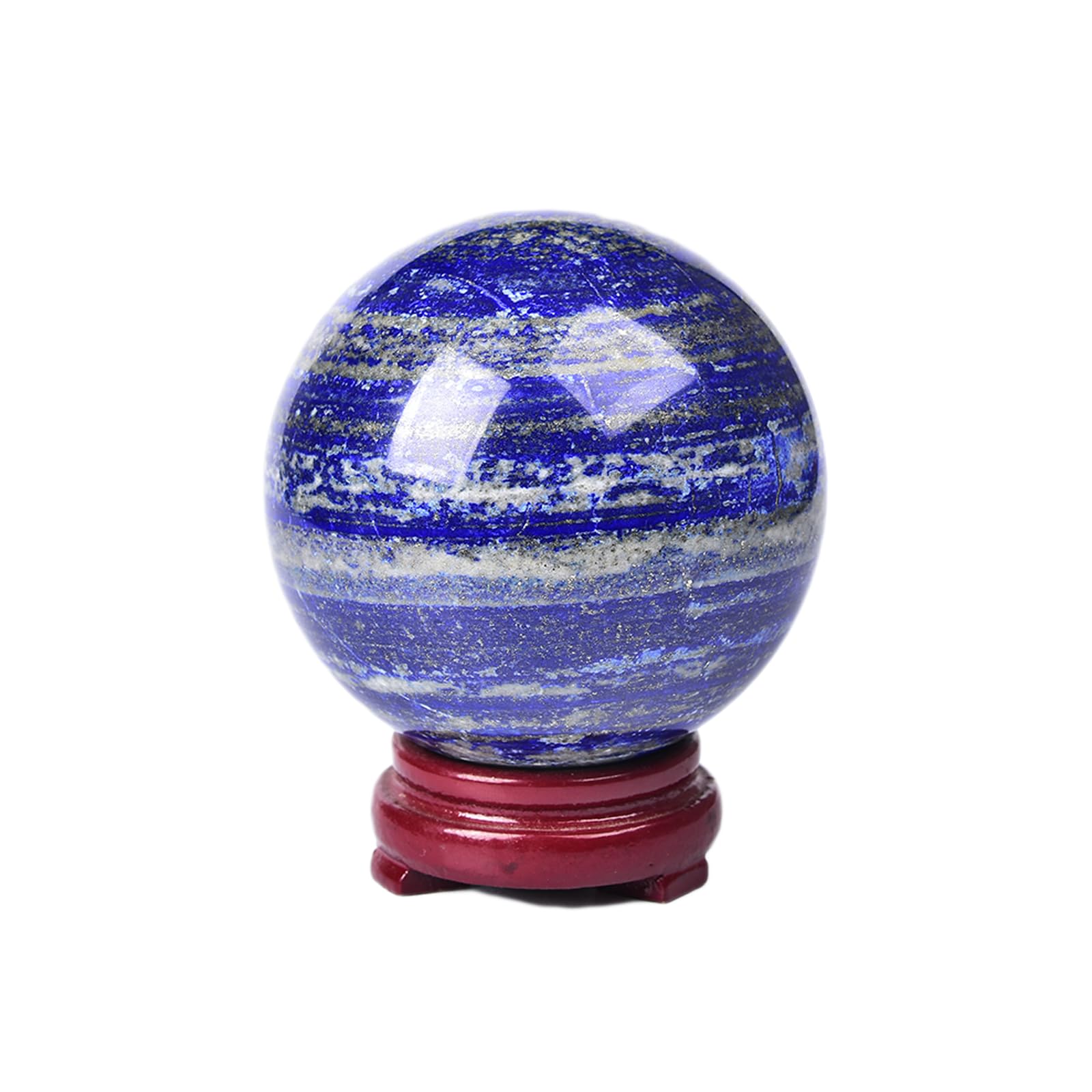 JIC Gem Natural Amazonite Crystal Sphere with Wood Stand Gemstone Sphere,Polished Healing Energy Mineral Gemstone Balls for Reiki Chakra Decoration Fengshui (60-70mm)