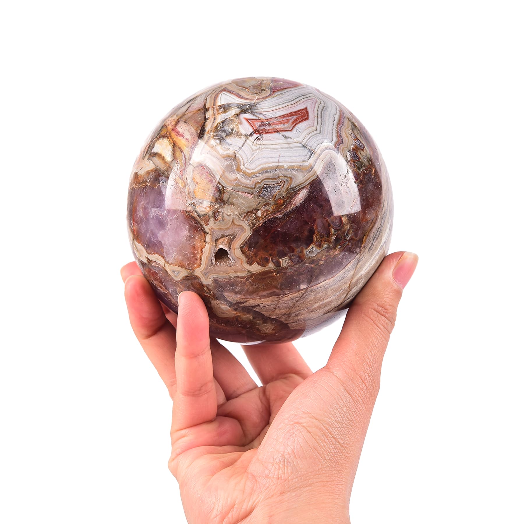 JIC Gem Natural Amazonite Crystal Sphere with Wood Stand Gemstone Sphere,Polished Healing Energy Mineral Gemstone Balls for Reiki Chakra Decoration Fengshui (60-70mm)