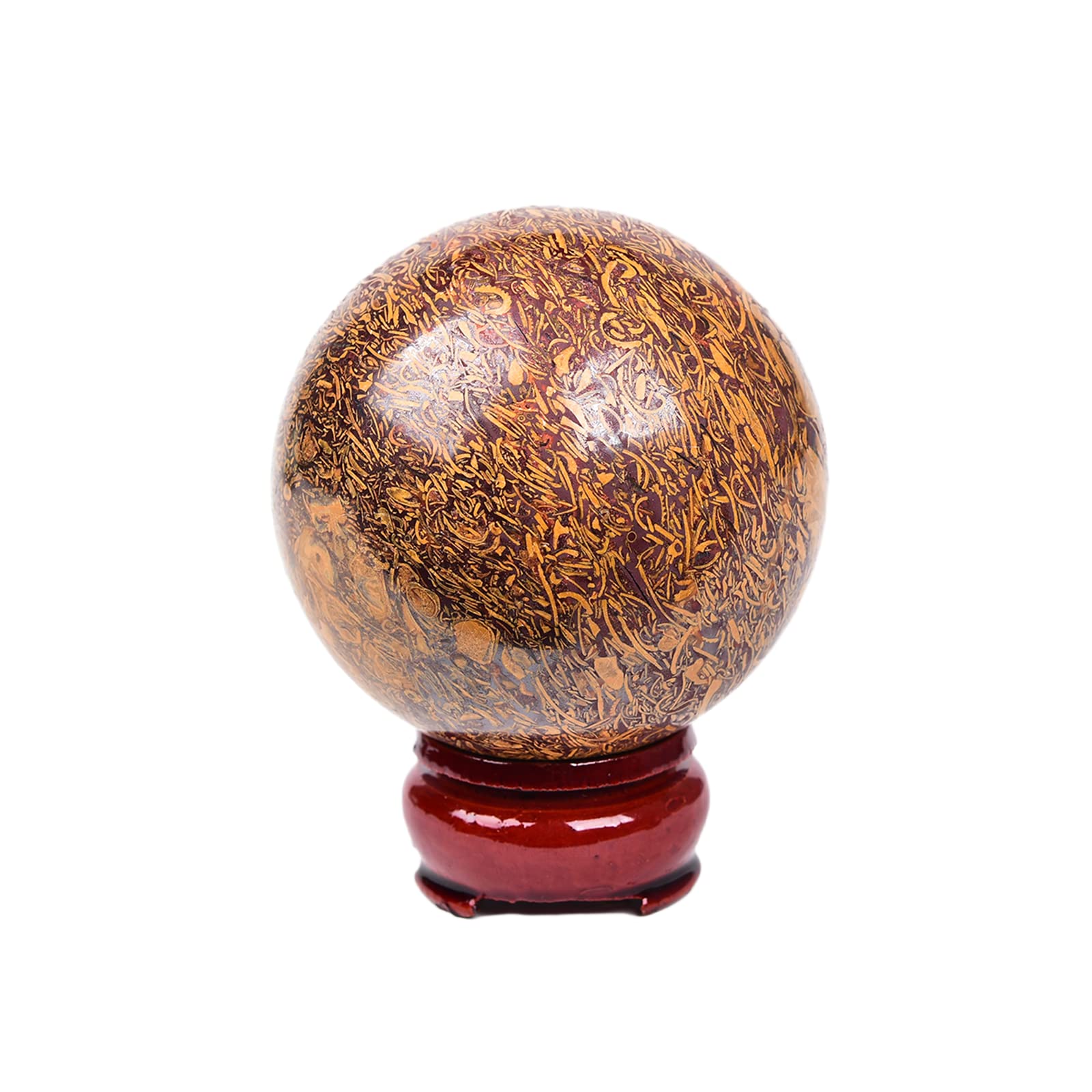 JIC Gem Natural Amazonite Crystal Sphere with Wood Stand Gemstone Sphere,Polished Healing Energy Mineral Gemstone Balls for Reiki Chakra Decoration Fengshui (60-70mm)