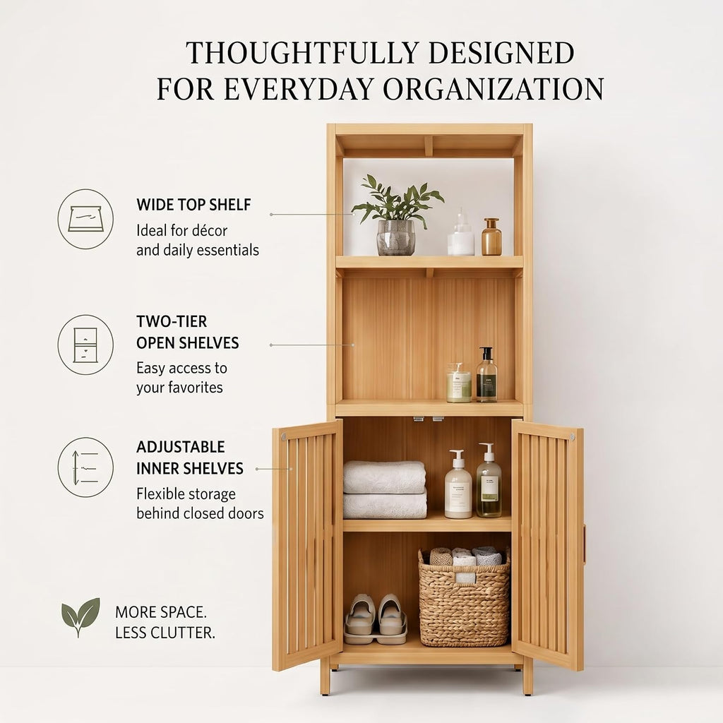 Solid Bamboo Free Standing Baker’s Rack Storage Organizer Easy Assembly
