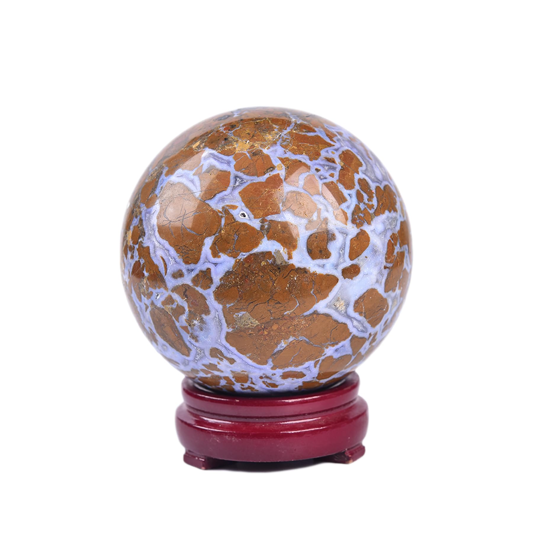 JIC Gem Natural Amazonite Crystal Sphere with Wood Stand Gemstone Sphere,Polished Healing Energy Mineral Gemstone Balls for Reiki Chakra Decoration Fengshui (60-70mm)