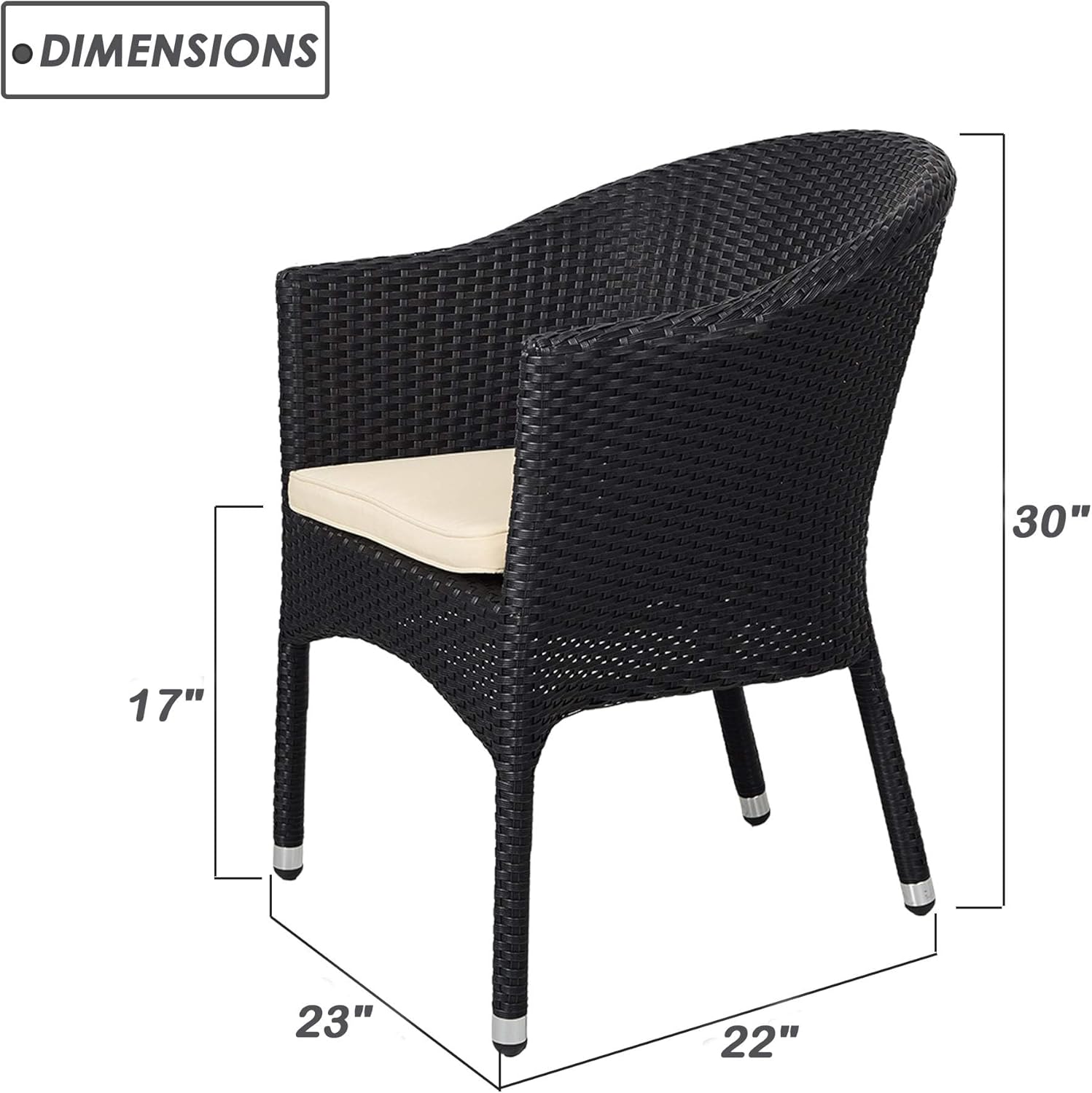 LUCKYERMORE Wicker Chair Patio Dining Chairs Outdoor Garden Lawn Wicker with Soft Cushion,Wicker Arm Chairs,Rattan Plastic Chairs,Home Furniture Stackable Rattan Dining Chair,Black