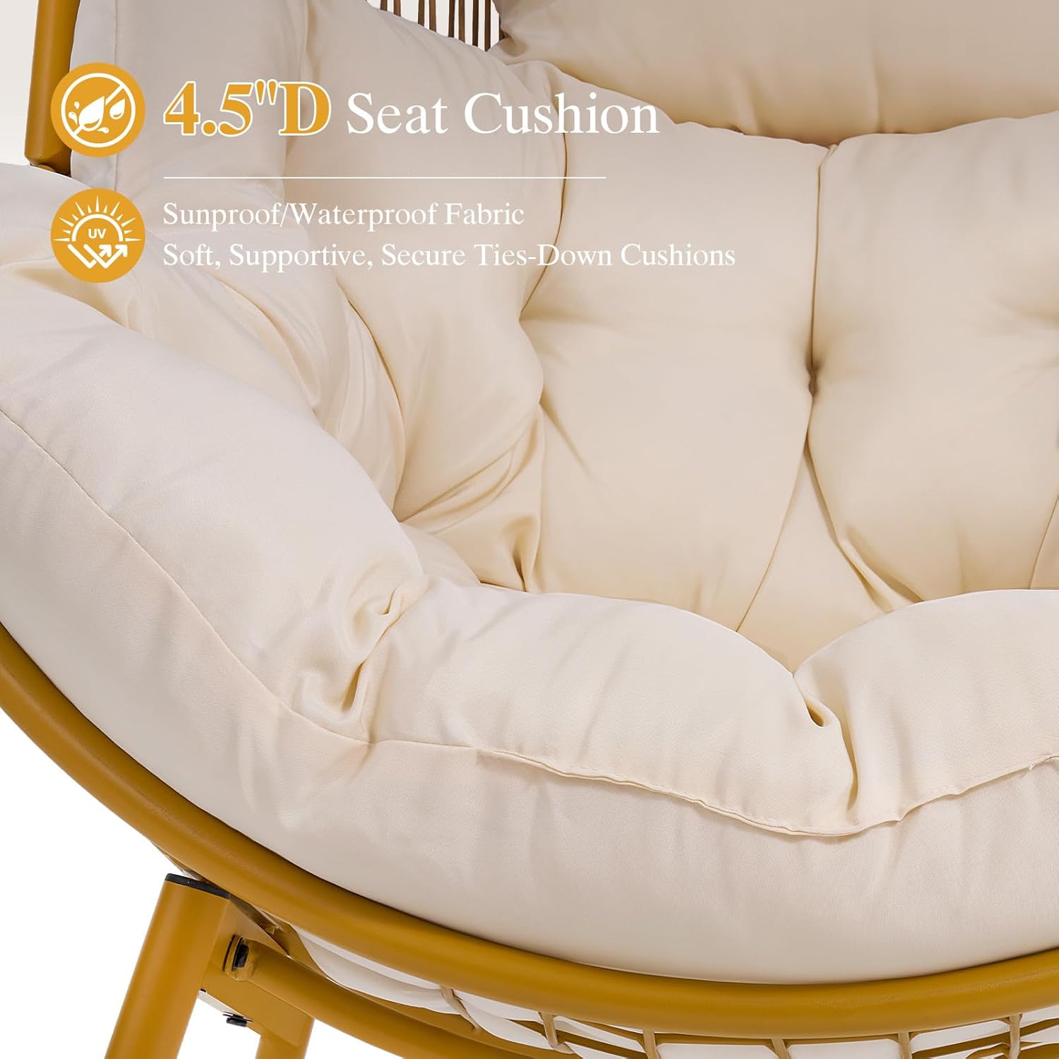 Oversized Rattan Basket Egg Chair 550LBS for Patio Balcony Bedroom