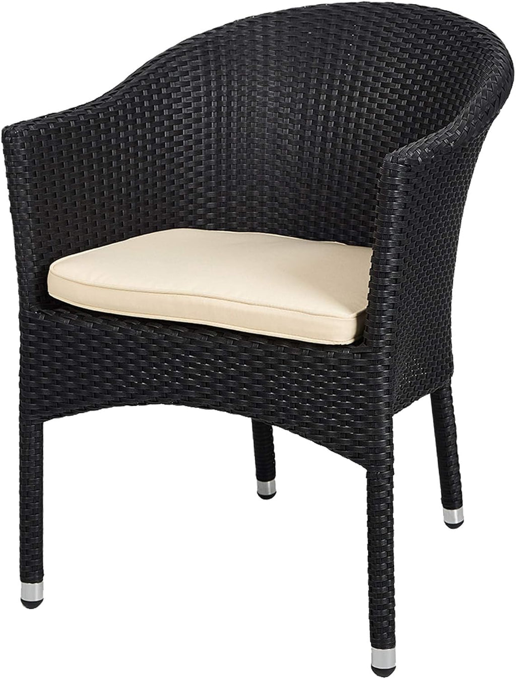 LUCKYERMORE Wicker Chair Patio Dining Chairs Outdoor Garden Lawn Wicker with Soft Cushion,Wicker Arm Chairs,Rattan Plastic Chairs,Home Furniture Stackable Rattan Dining Chair,Black