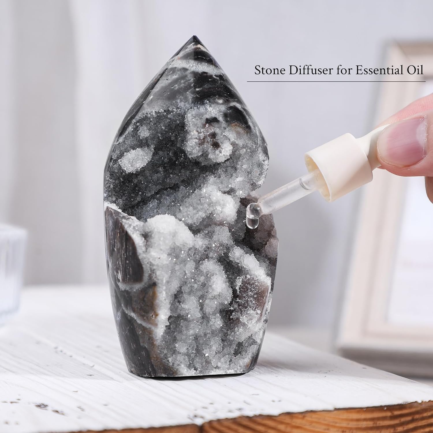 Sportmusies Natural Sphalerite Stone Cluster Flame Figurine Desktop Home Office Decoration, Spiritual Reiki Crystal Tower Statue, 3.54-4.92 inches