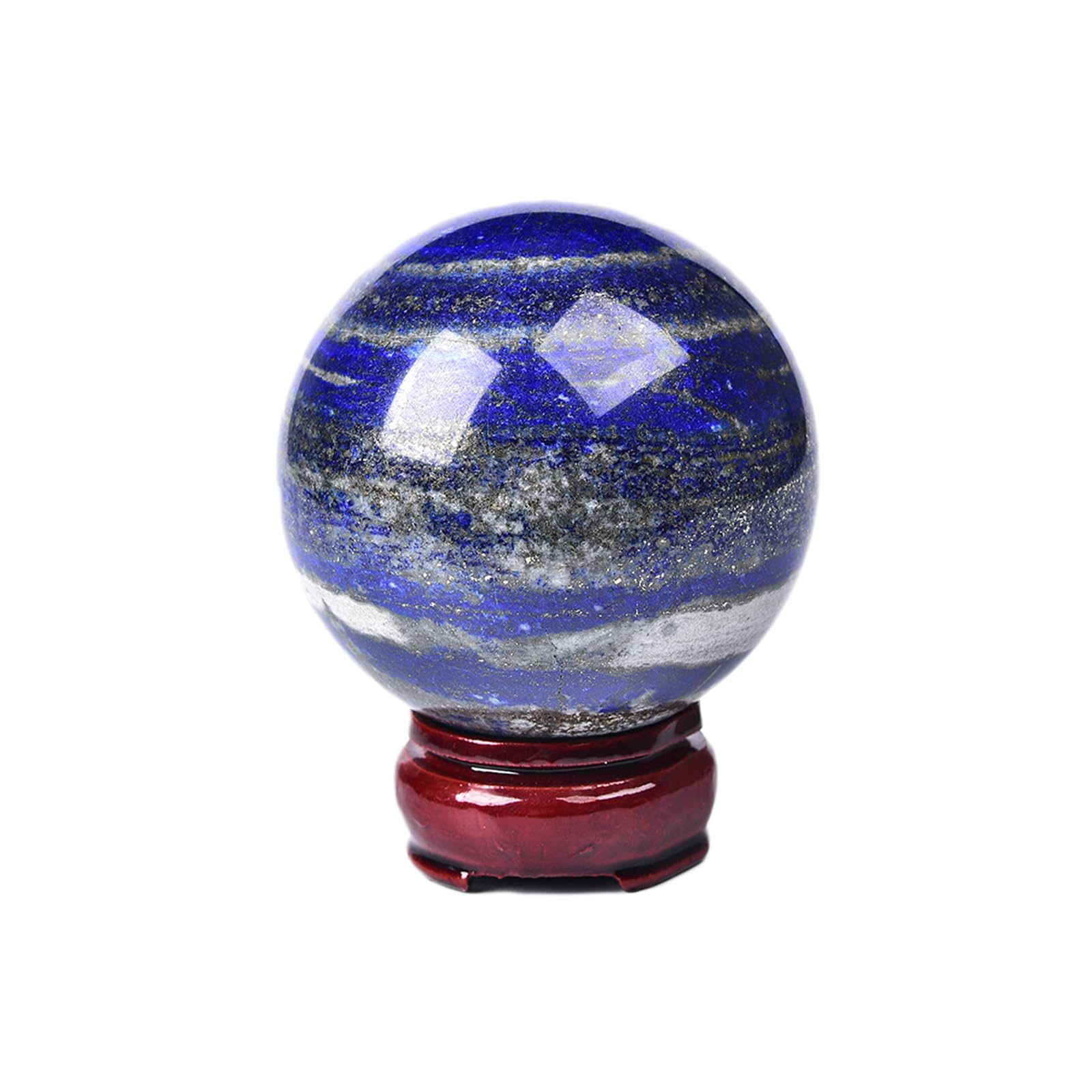 JIC Gem Natural Amazonite Crystal Sphere with Wood Stand Gemstone Sphere,Polished Healing Energy Mineral Gemstone Balls for Reiki Chakra Decoration Fengshui (60-70mm)