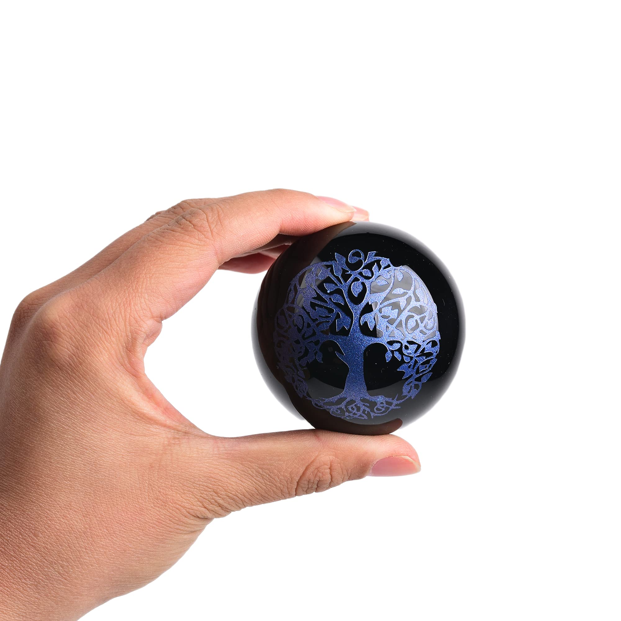 JIC Gem Natural Amazonite Crystal Sphere with Wood Stand Gemstone Sphere,Polished Healing Energy Mineral Gemstone Balls for Reiki Chakra Decoration Fengshui (60-70mm)