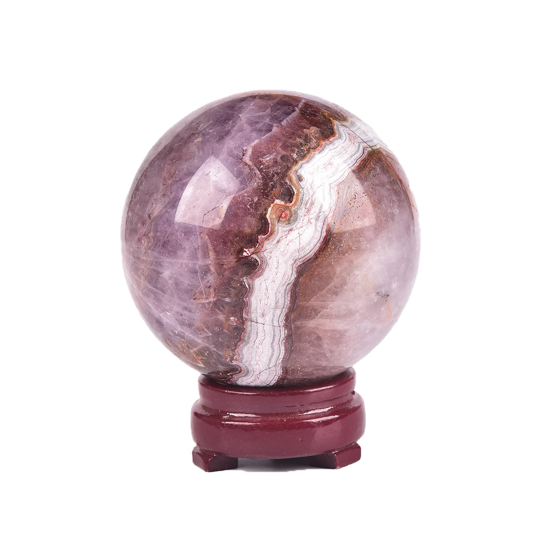 JIC Gem Natural Amazonite Crystal Sphere with Wood Stand Gemstone Sphere,Polished Healing Energy Mineral Gemstone Balls for Reiki Chakra Decoration Fengshui (60-70mm)