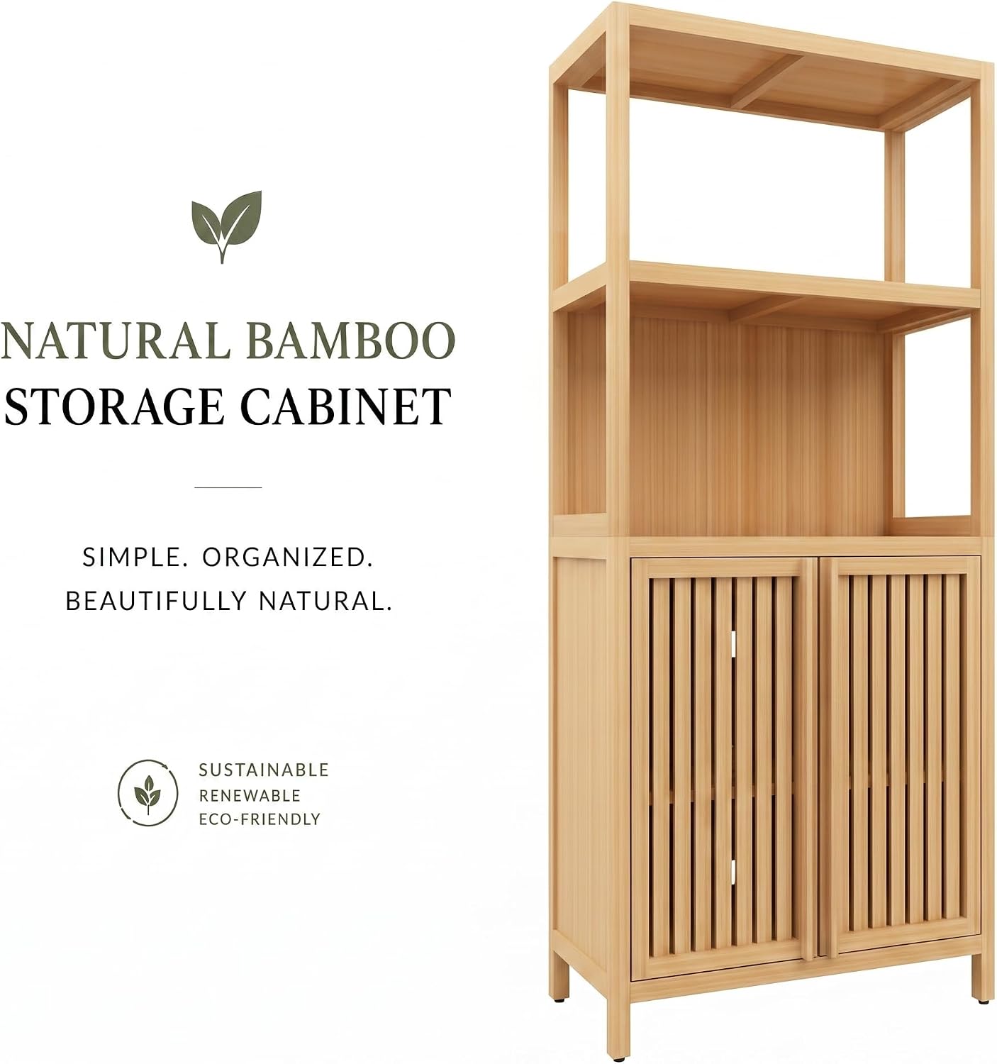 Solid Bamboo Free Standing Baker’s Rack Storage Organizer Easy Assembly