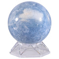 Sportmusies Natural Blue Celestite Stone Sphere with Acrylic Stand, Polished Crystal Ball Decoration for Home & Office