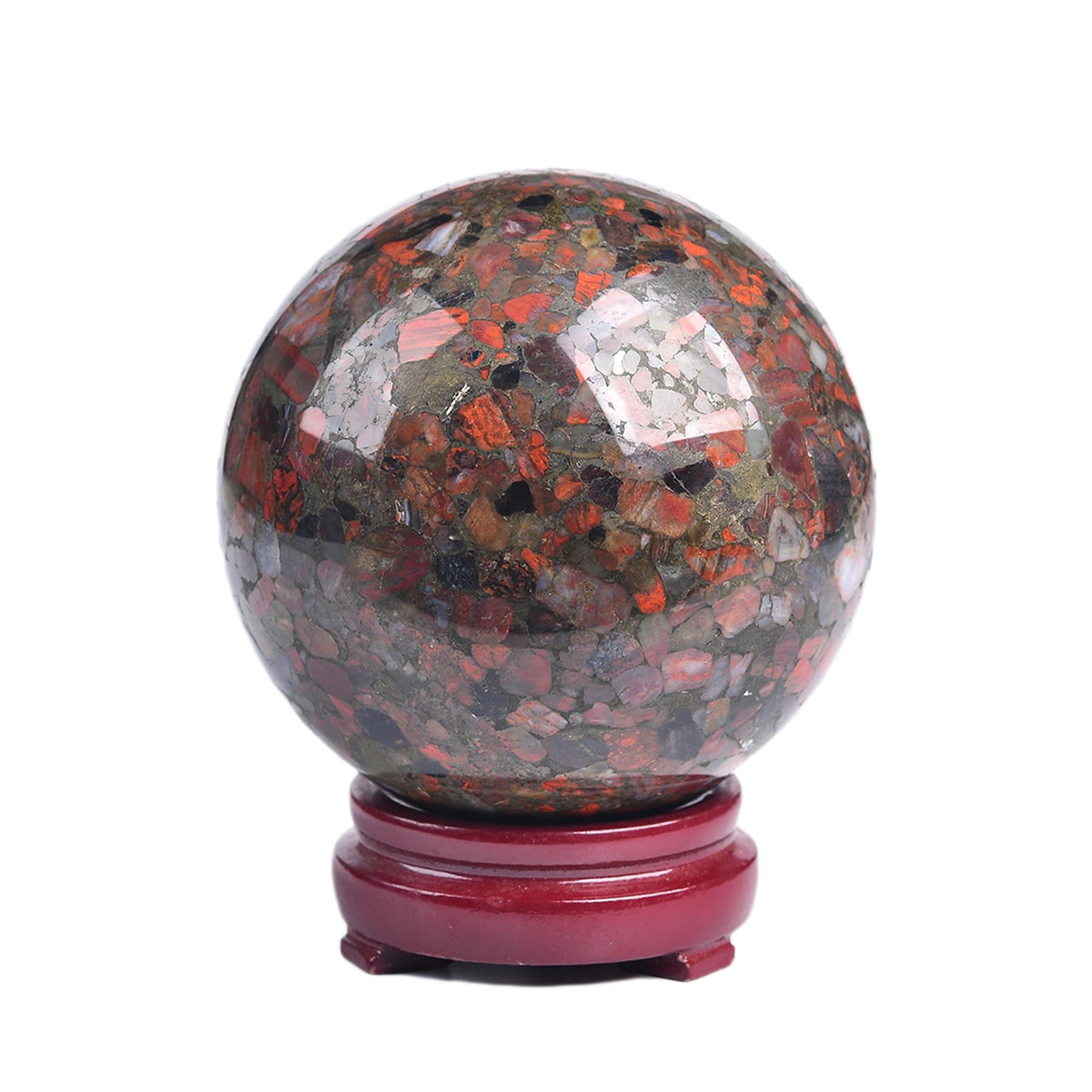 JIC Gem Natural Amazonite Crystal Sphere with Wood Stand Gemstone Sphere,Polished Healing Energy Mineral Gemstone Balls for Reiki Chakra Decoration Fengshui (60-70mm)