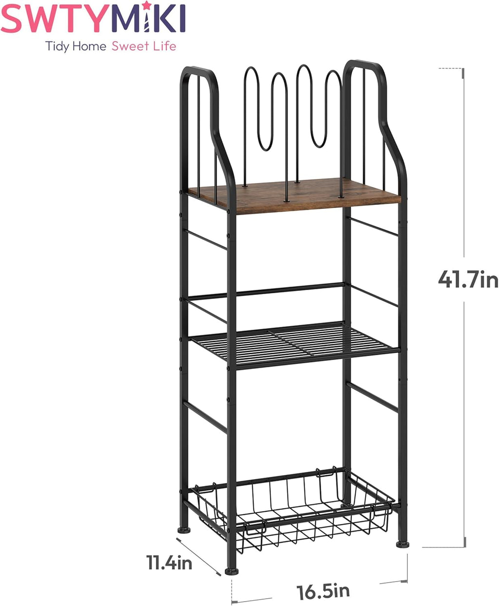 SWTYMIKI Free Standing Towel Rack - 3 Tier M-Shaped Detachable Dividers Towel Shelf for Bathroom, Durable Metal Pool Towel Holder, Modern Space-Saving Bath Towel Storage Organizer