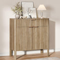 Fluted Buffet Cabinet with Storage - Modern Sideboard Accent Credenza with Doors & Drawer Wood Console Coffee Table Bar Counter for Living Room Kitchen Dining Room Entryway, Easy Assembly 31" Walnut