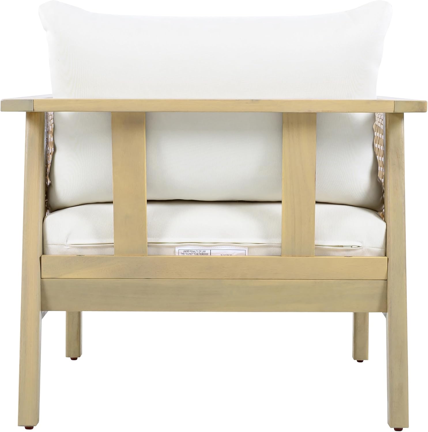 Light Teak Finish Single Patio Club Chair Waterproof Removable Cushion