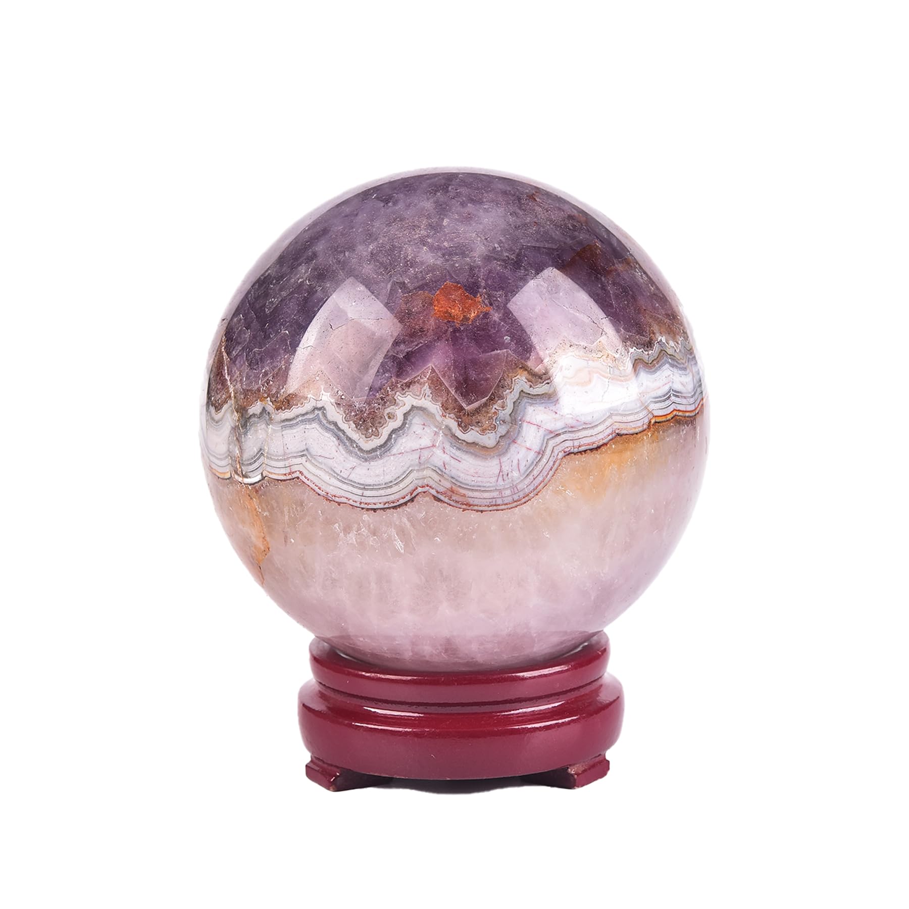 JIC Gem Natural Amazonite Crystal Sphere with Wood Stand Gemstone Sphere,Polished Healing Energy Mineral Gemstone Balls for Reiki Chakra Decoration Fengshui (60-70mm)