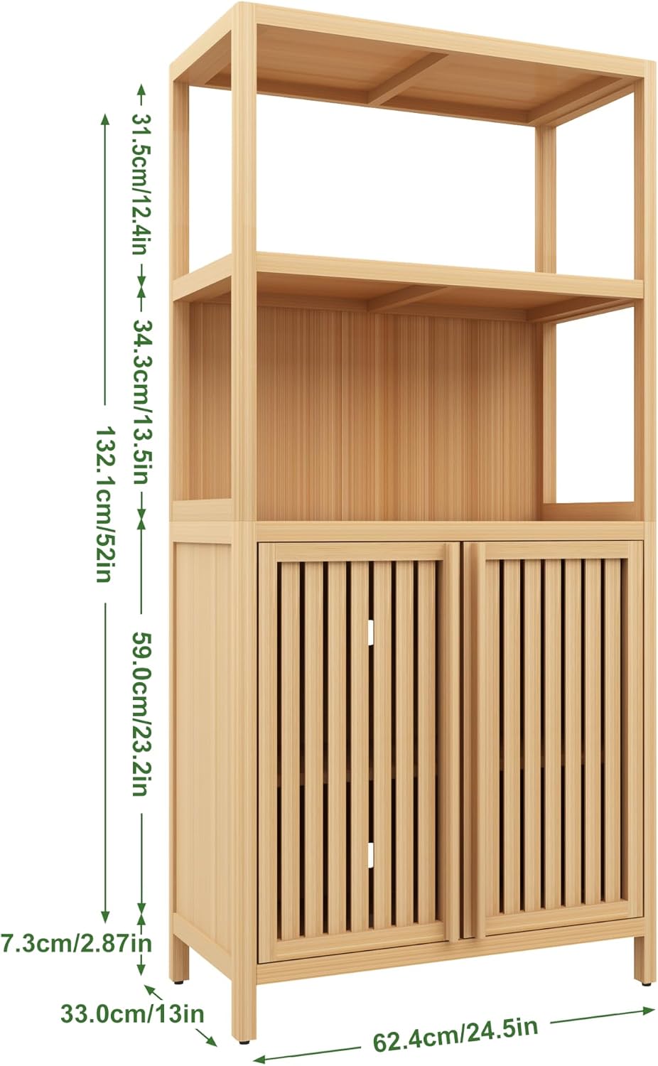 Solid Bamboo Free Standing Baker’s Rack Storage Organizer Easy Assembly