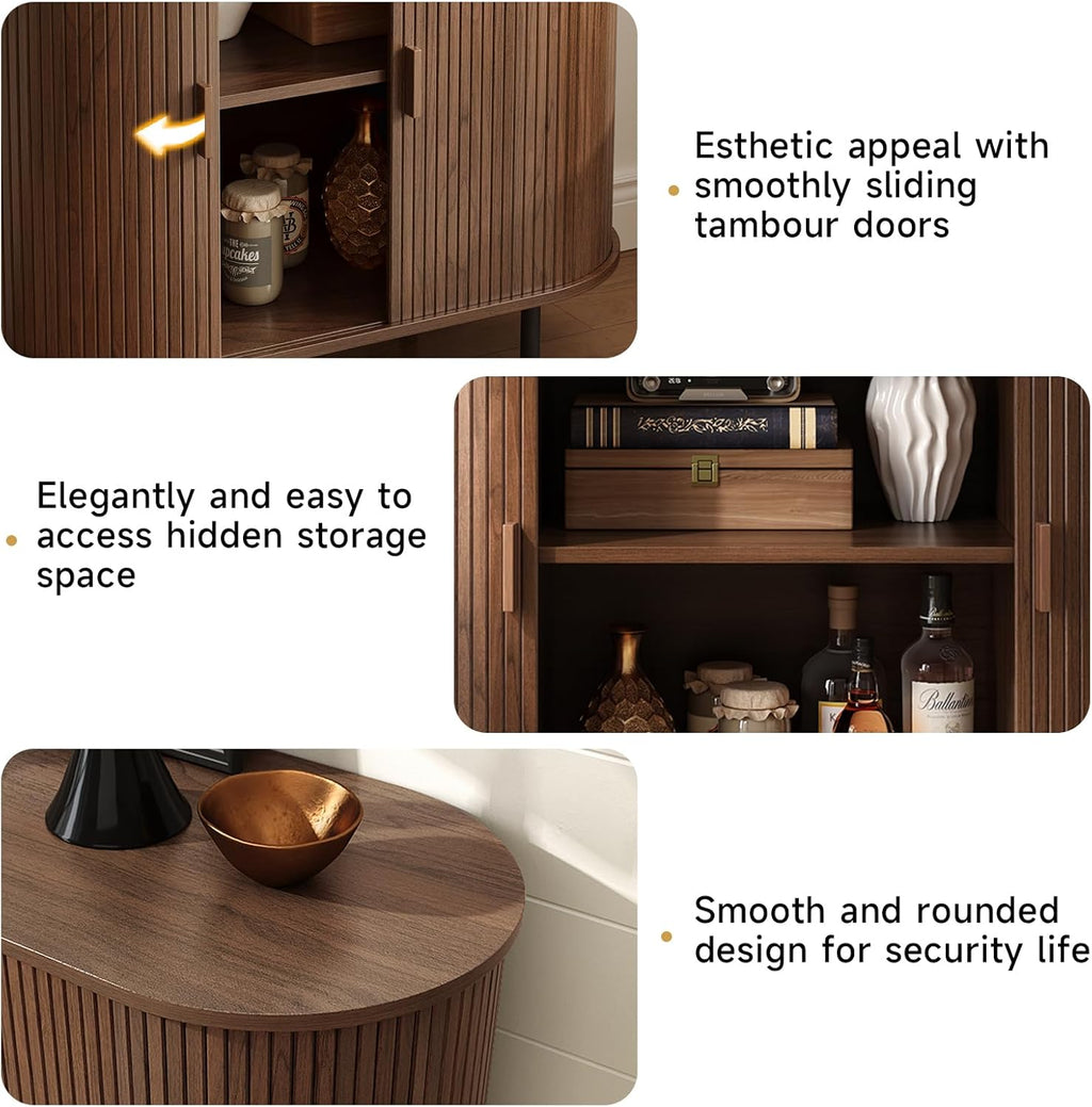 ONBRILL 31.5" Sideboard Buffet Cabinet with Storage, Storage Cabinet with Sliding Door & Adjustable Shelf, Modern Accent Coffee Bar Console Table for Kitchen, Entryway, Walnut