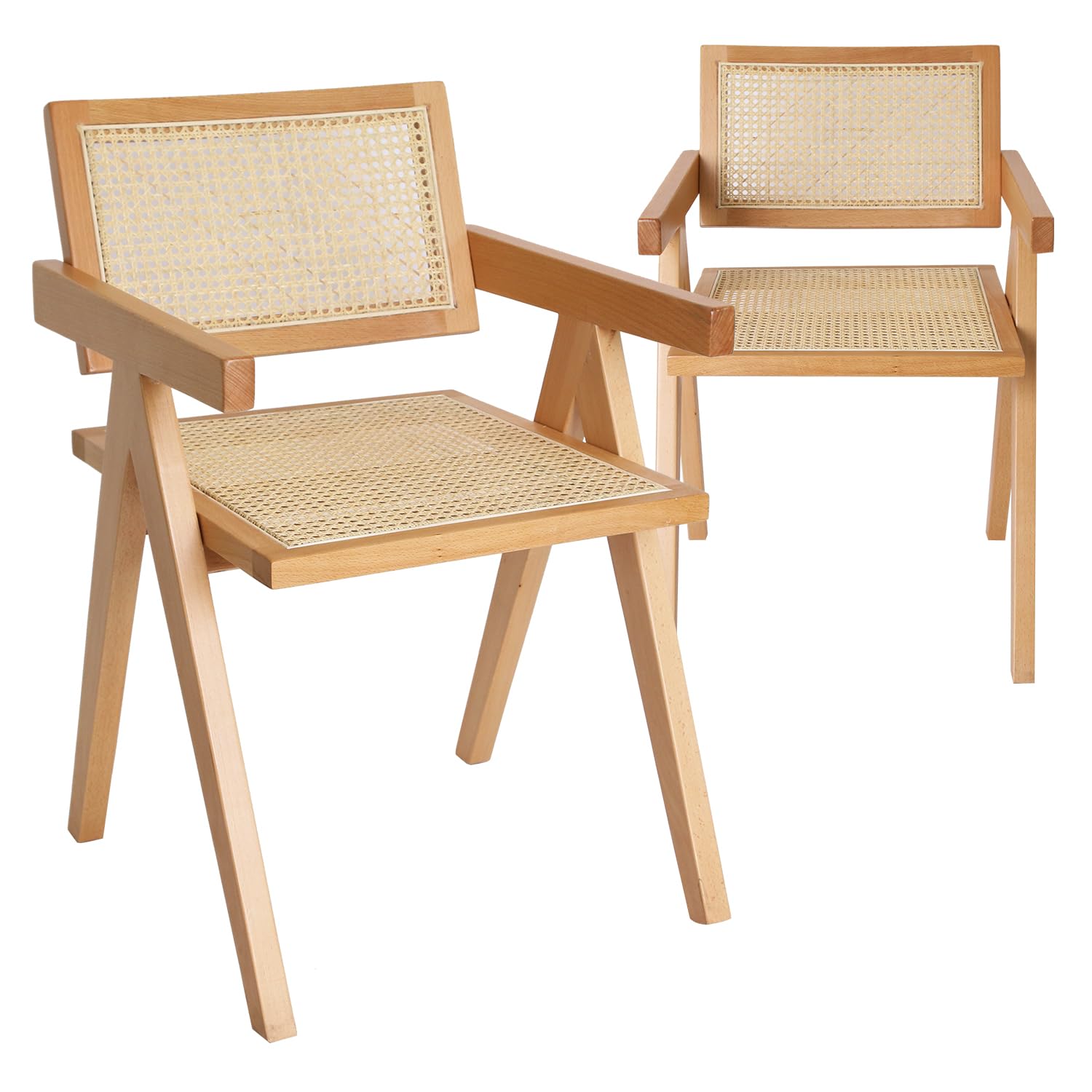 Ibiza Rattan Chair, Natural, Set of 1 – Folding Modern Rattan Chairs for Outdoor Dining, Patio, Accent Chair for Living Room and Office, Foldable Space-Saver Design
