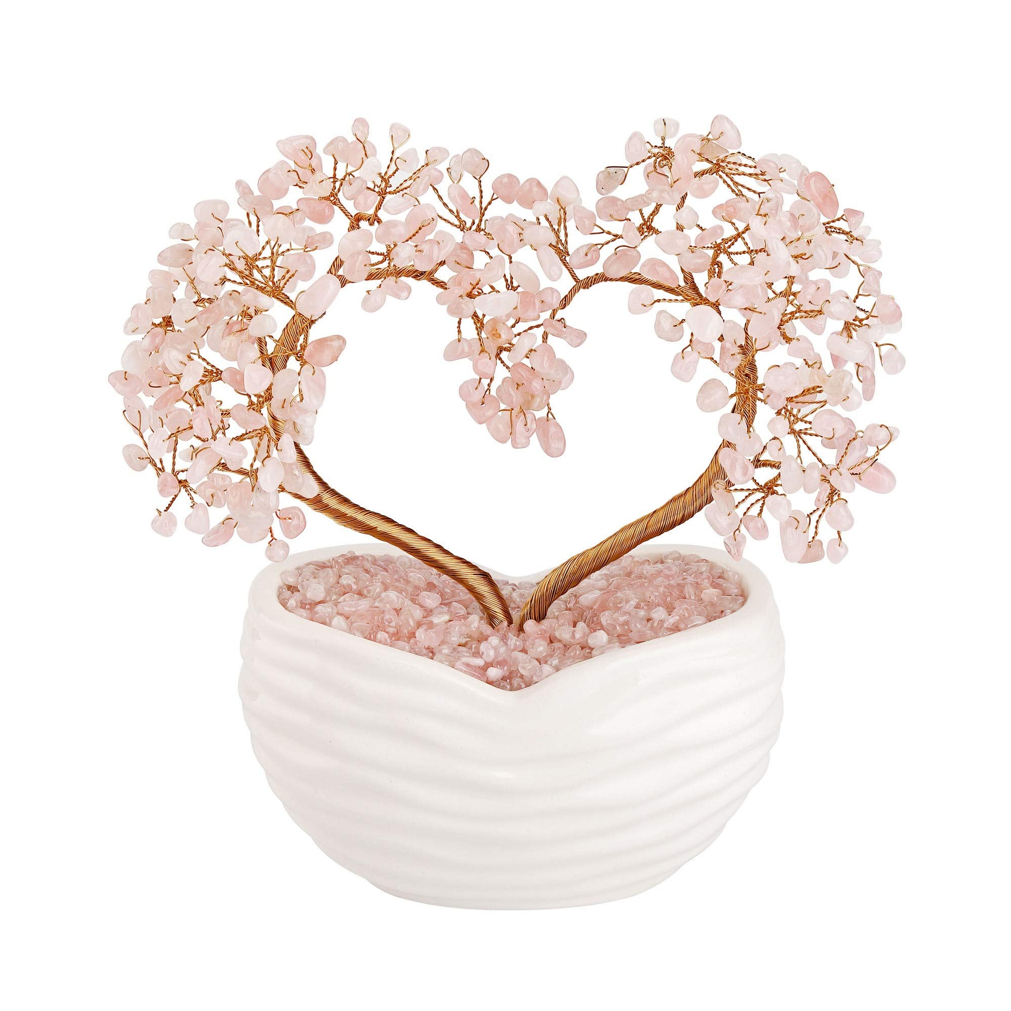 Jovivi Green Aventurine Gemstone Heart Money Tree Feng Shui Bonsai for Reiki Healing Chakra Stone Balancing Energy Generator Spiritual Meditation Home Interior Office Decor 7.87"-8.26"