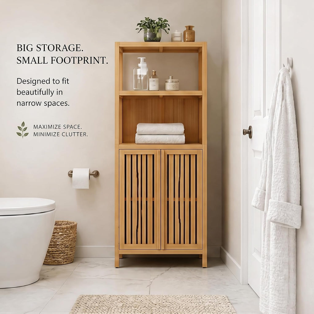 Solid Bamboo Free Standing Baker’s Rack Storage Organizer Easy Assembly