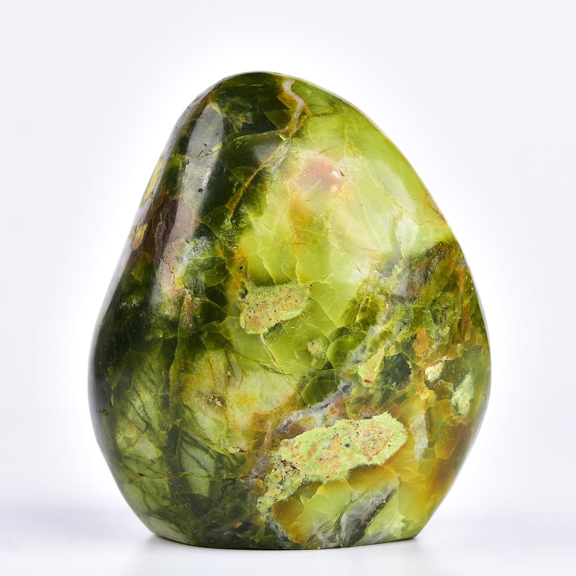 AMOYSTONE Natural Green Opal Polished Paperweight for Office - Small Decorative Healing Crystal, Desk Feng Shui Gemstone Home Decor 0.7~1 LBS