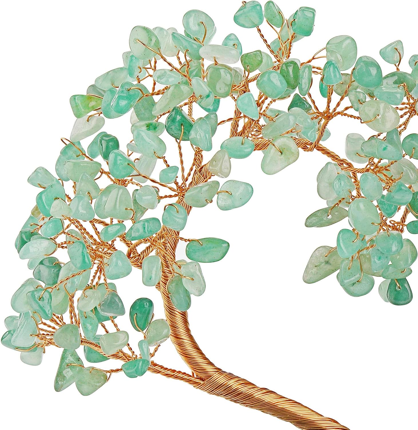 Jovivi Green Aventurine Gemstone Heart Money Tree Feng Shui Bonsai for Reiki Healing Chakra Stone Balancing Energy Generator Spiritual Meditation Home Interior Office Decor 7.87"-8.26"