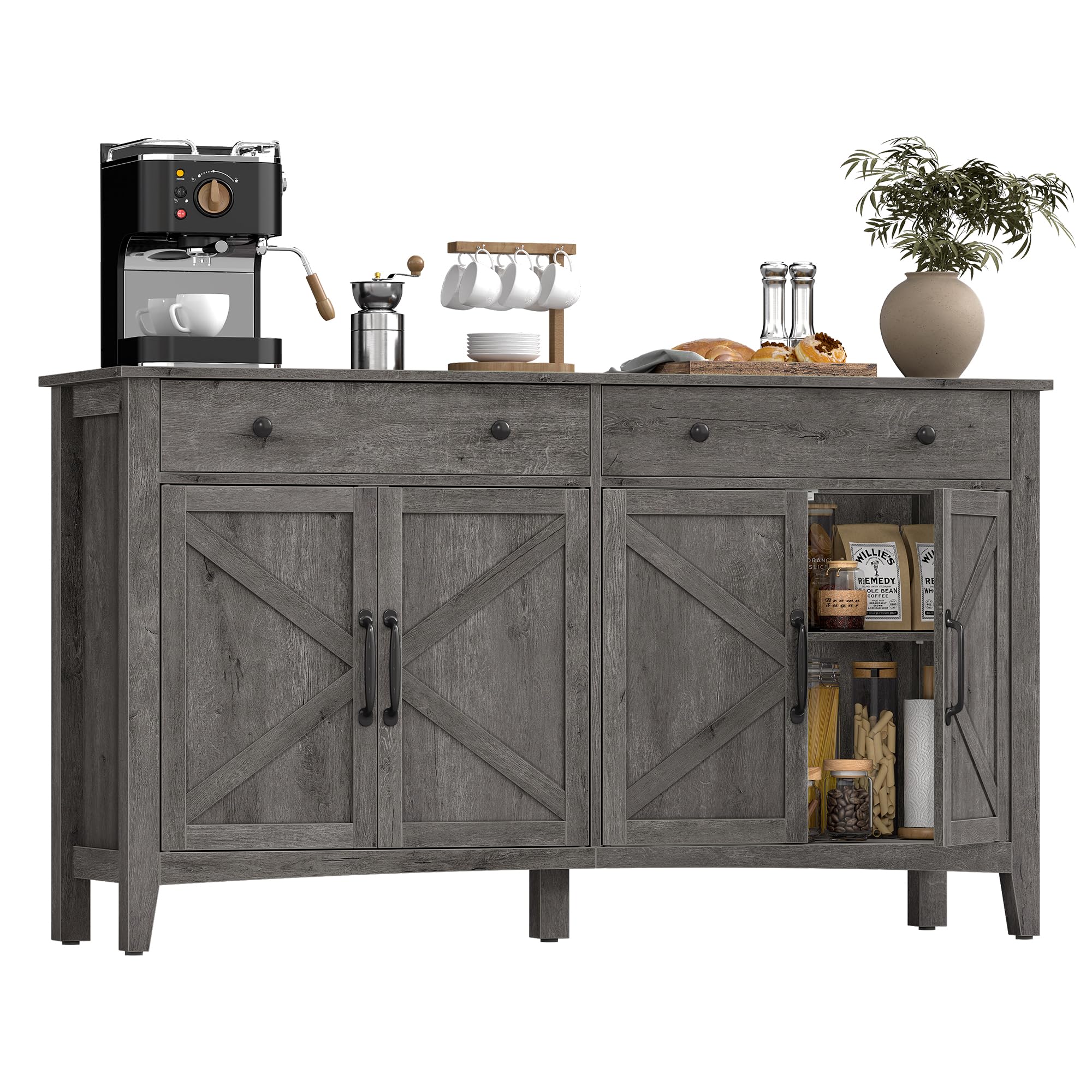 VASAGLE MAXE Collection - Buffet Cabinet, Fluted Console Cabinet, Sideboard with Adjustable Shelf, Mid Century Modern Buffet Table, 15.8 x 29.9 x 31.5 Inches, Oak Beige UBBK344Y01