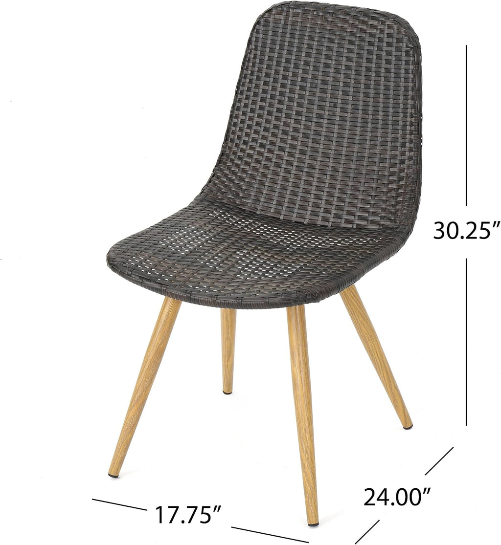 Set of 2 Wicker Outdoor Chairs, Sturdy Iron Frame, Versatile Seating for Patio, Poolside, Garden, Simple Assembly