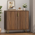 Walnut Buffet Cabinet with Fluted Doors & Adjustable Shelves for Living Room Kitchen