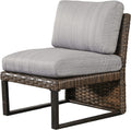 LOKATSE Home Outdoor Wicker Chair Patio Dining Metal Furniture Rattan Armless Sofa with Cushion