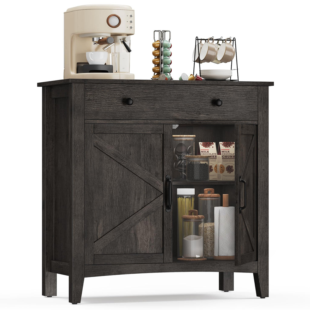 VASAGLE MAXE Collection - Buffet Cabinet, Fluted Console Cabinet, Sideboard with Adjustable Shelf, Mid Century Modern Buffet Table, 15.8 x 29.9 x 31.5 Inches, Oak Beige UBBK344Y01