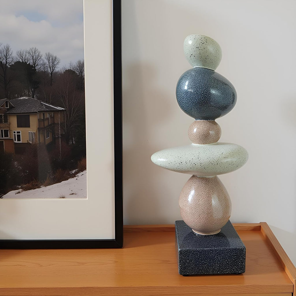 13'' Abstract Rock Decorative Sculpture Ornament, Sandstone Statue Decor for Living Room, Modern Resin Stone Sculpture,Coffee Table Decoration,Gifts for Good Luck, Health, Strength