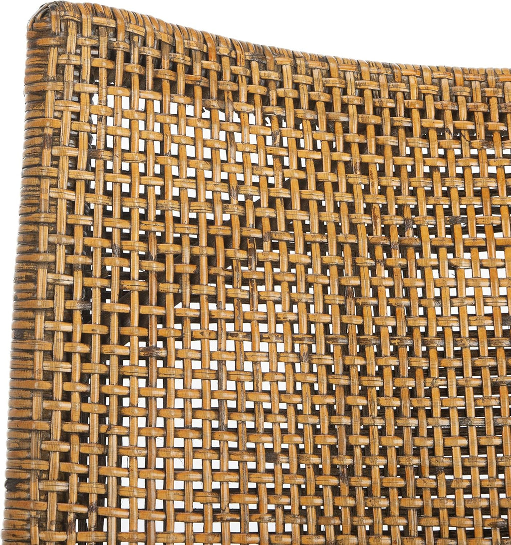 SAFAVIEH Furniture - Gianni Rattan Arm Chair - Brown & Black - Solid Wood - Coastal Open-Arm Design - Ideal for Living Room, Sunroom, Bedroom, 19.8" Seat Height (SEA4011A)