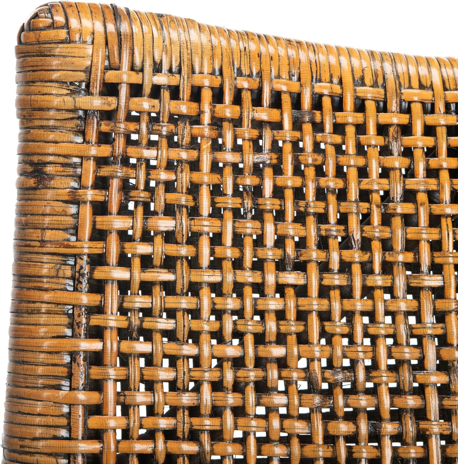 SAFAVIEH Furniture - Gianni Rattan Arm Chair - Brown & Black - Solid Wood - Coastal Open-Arm Design - Ideal for Living Room, Sunroom, Bedroom, 19.8" Seat Height (SEA4011A)